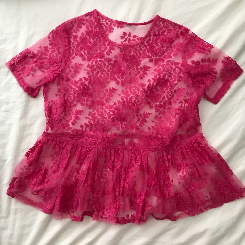 ASOS hot pink sheer babydoll top